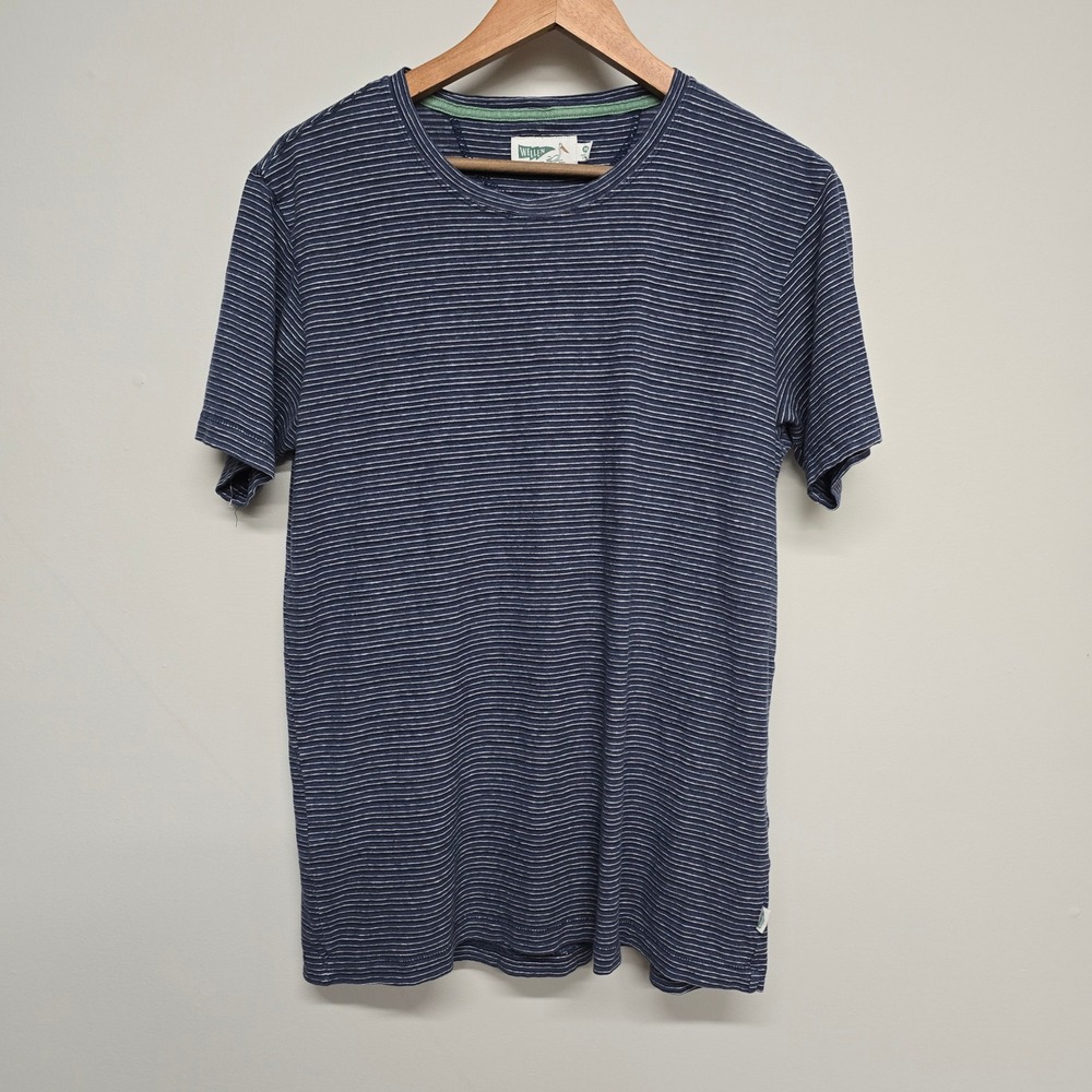 Wellen Hemp Cotton T-Shirt Mens M Navy White Striped Sustainable Coastal Casual